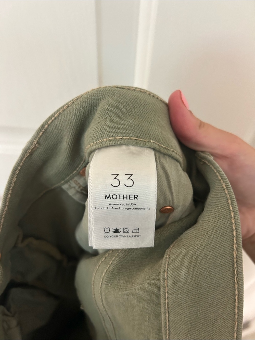 Mother High Waisted Smokin Double Ankle Jeans Oil Green - Picture 6 of 7